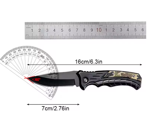 Cuchillo plegable de acero inoxidable, fácil de llevar, para acampar,